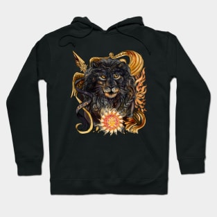 Zodiac Sign Leo Black Lion Art Hoodie